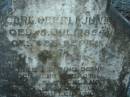
Carl OBERLI (JUNr)
geb 5 Juli 1854, gest 25 Sep 1884
Tallegalla Pioneer Catholic Cemetery
