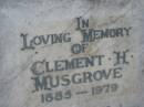 
Clement H MUSGROVE
1885 - 1979
Tamrookum All Saints church cemetery, Beaudesert
