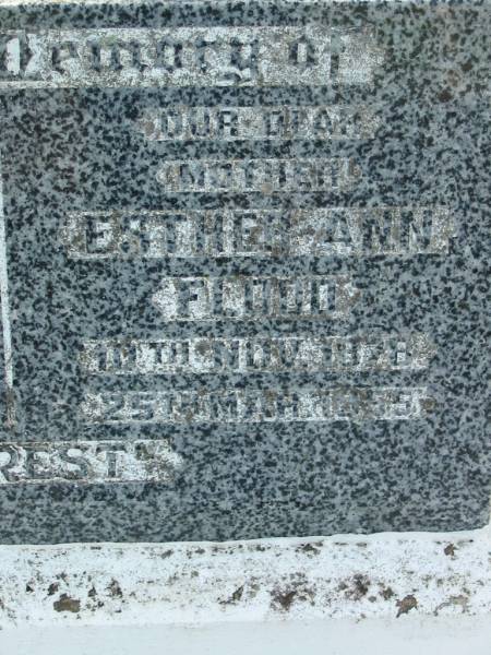 Thomas Arthur FLOOD  | b: 27 Oct 1873, d: 3 May 1950  | Esther Ann FLOOD  | b: 10 Nov 1878, d: 25 Mar 1955  | Tamrookum All Saints church cemetery, Beaudesert  | 