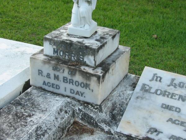 Florence Edith BROOK  | d: 20 Jul 1983, aged 88  |   | Morris (BROOK)  | (son of) R and M BROOK  | aged 1 day  |   | Tamrookum All Saints church cemetery, Beaudesert  | 