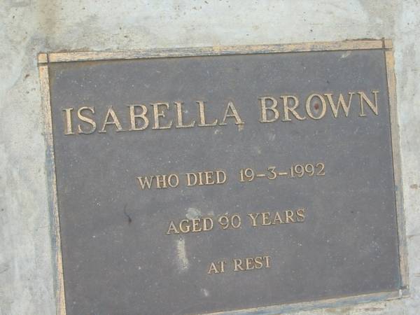 Isabella BROWN  | 19 Mar 1992, aged 90  | Tamrookum All Saints church cemetery, Beaudesert  | 