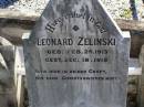 
Leonard ZELINSKI,
born 24 Feb 1913 died 18 Dec 1915;
Tarampa Apostolic cemetery, Esk Shire
