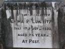 
Emma, B. LUKRITZ, daughter,
died 17 June 1930 aged 24 years;
Tarampa Apostolic cemetery, Esk Shire
