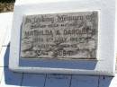 
Mathilda A. DARGUSCH, mother,
died 6 July 1963 aged 84 years;
Tarampa Apostolic cemetery, Esk Shire
