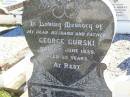 
George GURSKI, husband father,
died 1 June 1939 aged 25 years;
Tarampa Apostolic cemetery, Esk Shire
