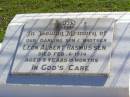 
Leon Albert RASMUSSEN, son brother,
died 6 Feb 1974 aged 8 years 10 months;
Tarampa Apostolic cemetery, Esk Shire
