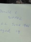 
Donald C SIPPEL
22 June 1946 aged 19
Tarampa Baptist Cemetery, Esk Shire
