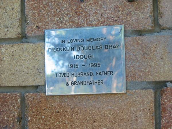 Franklin Douglas (Doug) BRAY,  | 1915 - 1995,  | husband father grandfather;  | Tea Gardens cemetery, Great Lakes, New South Wales  | 