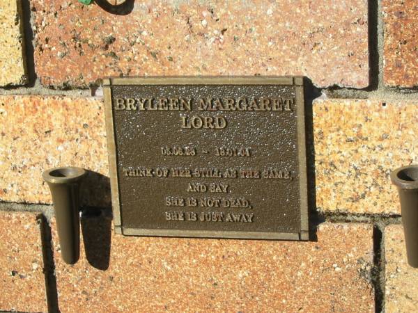Bryleen Margaret LORD,  | 05-06-28 - 18-01-04;  | Tea Gardens cemetery, Great Lakes, New South Wales  | 