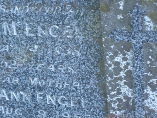 Henry M. ENGEL,  | husband father,  | died 14 May 1938 aged 52 years;  | Mary Ann ENGEL,  | mother,  | died 9 Aug 1957 aged 70 years;  | Tea Gardens cemetery, Great Lakes, New South Wales  | 