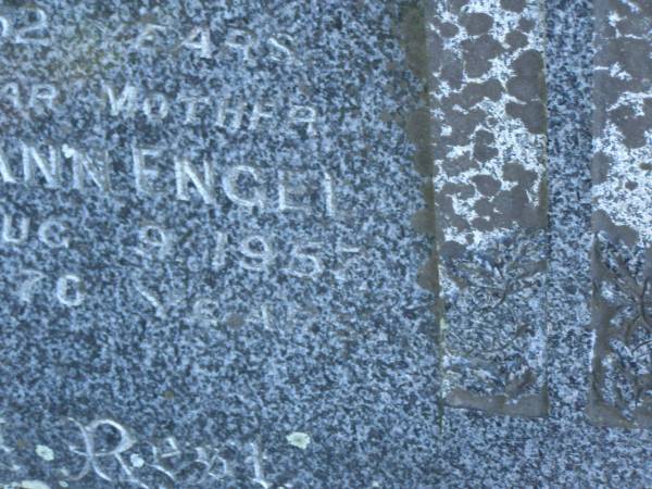 Henry M. ENGEL,  | husband father,  | died 14 May 1938 aged 52 years;  | Mary Ann ENGEL,  | mother,  | died 9 Aug 1957 aged 70 years;  | Tea Gardens cemetery, Great Lakes, New South Wales  | 