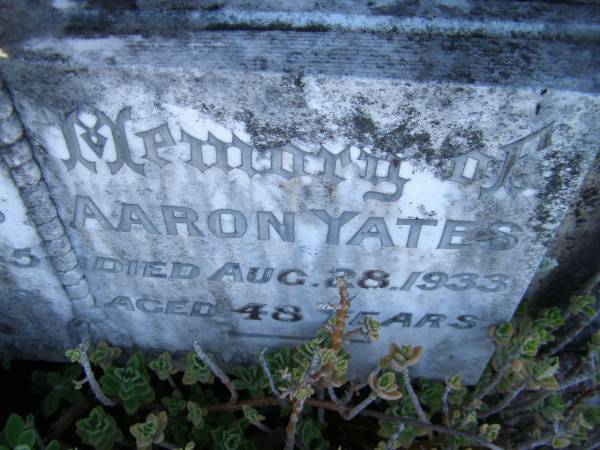 Shirley YATES,  | died 14 April 1945 aged 18 years;  | Aaron YATES,  | died 28 Aug 1933 aged 48 years;  | Florence May DELORE,  | mother,  | died 15 Aug 1971 aged 82 years;  | Tea Gardens cemetery, Great Lakes, New South Wales  | 