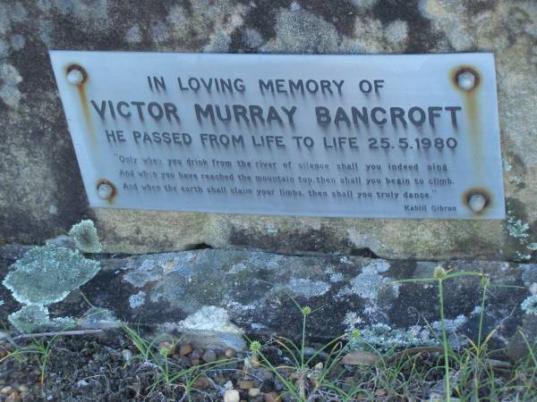 Victor Murray BANCROFT,  | died 25-5-1980;  | Tea Gardens cemetery, Great Lakes, New South Wales  | 