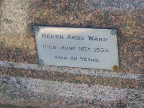 Helen RINGLAND,  | daughter,  | died 18 Feb 1936 aged 3 1/2 years;  | Helen Anne WARD,  | died 16 June 1955 aged 86 years;  | Tea Gardens cemetery, Great Lakes, New South Wales  | 