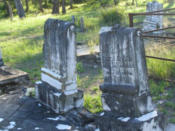 Eliza ENGEL,  | mother,  | died 14 June 1939 aged 80 years;  | Gustav William ENGEL,  | died 10 Nov 1916 aged 68 years 7 months;  | Tea Gardens cemetery, Great Lakes, New South Wales  | 