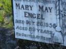 
Mary May ENGEL,
mother,
died 26 Oct 1956 aged 89 years;
Henry ENGEL,
husband father,
died 1 Sept 1930 aged 66 years;
Tea Gardens cemetery, Great Lakes, New South Wales
