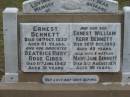 Ernest BENNETT
14 Oct 1939
aged 61
daughter
Beatrice Ruby Rose GIBBS
11 Jun 1943
aged 31
son
Ernest William Kerr BENNETT
30 Oct 1953
aged 49
wife and mother
Mary Jane BENNETT
5 Aug 1971
aged 90
The Gap Uniting Church, Brisbane