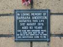 
Barbara ANDERSON
31 Aug 1976
aged 83

The Gap Uniting Church, Brisbane
