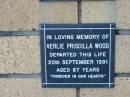 Verlie Priscilla WOOD
20 Sep 1991
aged 87
The Gap Uniting Church, Brisbane