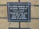 George Ernest TYLLYER 3 Apr 1988 aged 55  The Gap Uniting Church, Brisbane 
