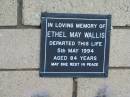 Ethel May WALLIS 5 May 1994 aged 84  The Gap Uniting Church, Brisbane 