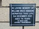 William Crees HODGSON
3 Dec 2001
aged 75
The Gap Uniting Church, Brisbane