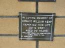 
Ronald William KEMP
20 Jun 2001
aged 90

The Gap Uniting Church, Brisbane
