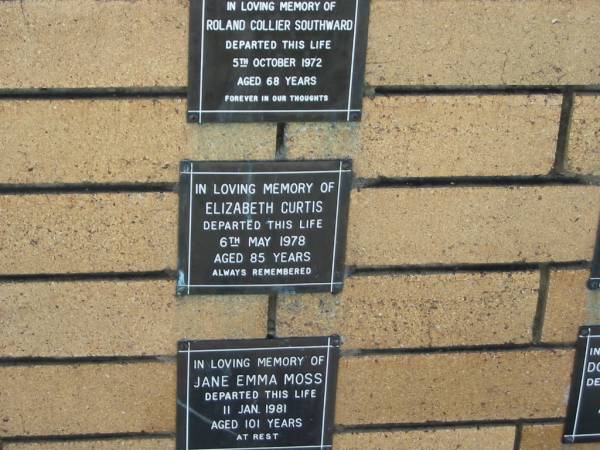 Elizabeth CURTIS  | 6 May 1978  | aged 85  |   | The Gap Uniting Church, Brisbane  | 