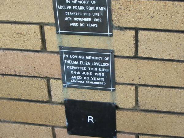 Thelma Eliza LOVELOCK  | 24 Jun 1995  | aged 80  |   | The Gap Uniting Church, Brisbane  | 