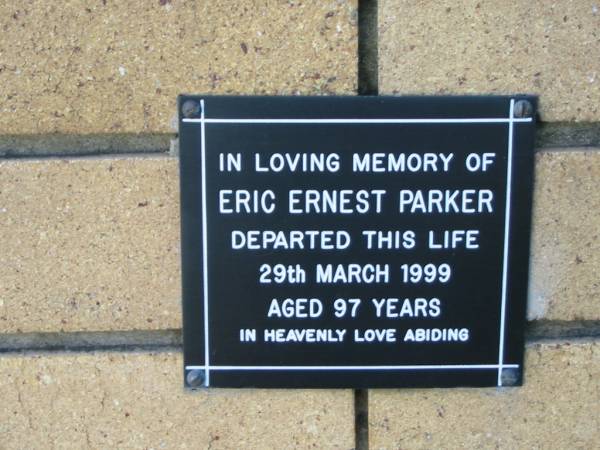 Eric Ernest PARKER  | 29 Mar 1999  | aged 97  |   | The Gap Uniting Church, Brisbane  | 