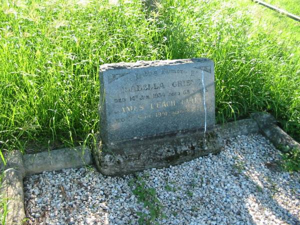 Isabella GRIEVE,  | died 14 Jan 1934 ged 68 years;  | James Leach GRIEVE,  | died 7? Sept 1951 aged 86 years;  | Wilson Family Private Cemetery, The Risk via Kyogle, New South Wales  | 