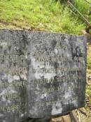 
David WHITTAKER,
died 20 April 1915 aged 77 years;
Ann,
first wife,
died 15 ct 1878 aged 38 years;
[another plaque lower]
[REDO]
Tiaro cemetery, Fraser Coast Region
