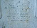 
John,
husband of Helen CUNNINGHAM,
born 28 Oct 1821,
died 20 Oct 1907;
John,
son,
born 12 April 1851,
died 21 Nov 1877;
infant son,
died 28 May 1865;
Hellen,
wife mother,
died 16 Sept 1915 aged 87 years;
Tiaro cemetery, Fraser Coast Region
