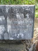 
Hugh MACKENZIE,
died 7 Dec 1909 aged 57 years;
Agnes MACKENZIE,
died 10 April 1942 aged 84 years;
Tiaro cemetery, Fraser Coast Region
