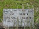 
Jane HIBBETT;
Augustian HIBBETT;
Frances Theresa HIBBETT;
Tiaro cemetery, Fraser Coast Region
