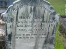 
Mary Ann,
wife of J.T. FAULKNER,
died 7 April 1908 aged 22 years;
Tiaro cemetery, Fraser Coast Region
