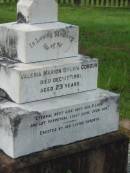 
Valeria Marion Sylvia GORDON,
died 17 Dec 1901 aged 23 years,
erected by parents;
Tiaro cemetery, Fraser Coast Region
