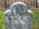 
R. RIDGWAY,
died 26 June 1881;
M.A. RIDGWAY,
wife,
died 4 Feb 1888;
Tiaro cemetery, Fraser Coast Region
