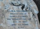
Eliza GILCHRIST,
wife of James GILCHRIST,
died 20 Nov 1903 aged 35 years;
Field,
son,
accidentally drowned 28 Sept 1913 aged 17 years 7 months;
Joseph Walter GILCHRIST,
died 18 Feb 1926 age 33 years;
Robin James GILCHRIST,
died P.O.W. Malaya aged 42 years;
Rubena Pearl COOGAN,
died 8 Oct 1988 aged 90 years;
Tiaro cemetery, Fraser Coast Region

