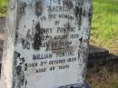 
Henry PONTING,
died 27 Aug 1928 aged 86 years;
William PONTING,
died 3 Oct 1929 aged 49 years;
Tiaro cemetery, Fraser Coast Region
