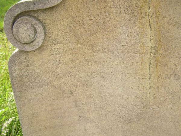 Charles,  | husband? of Grace MORELAND,  | killed Dec 1875? aged 87? 37? years;  | Tiaro cemetery, Fraser Coast Region  | 