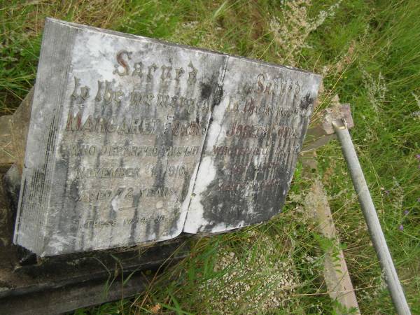 Margaret FORBES,  | died 1 Nov 1916 aged 72 years;  | Joseph FORBES,  | died 4 Oct 1917 aged 69 years;  | Tiaro cemetery, Fraser Coast Region  | 