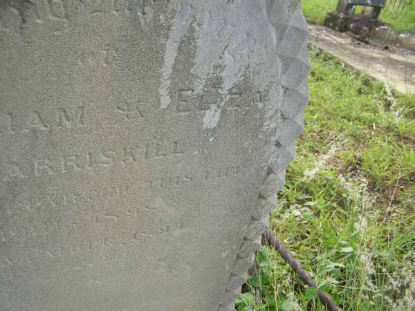 William BARRISKILL,  | died April 1898;  | Eliza BARRISKILL,  | died Nov 1899;  | Tiaro cemetery, Fraser Coast Region  | 