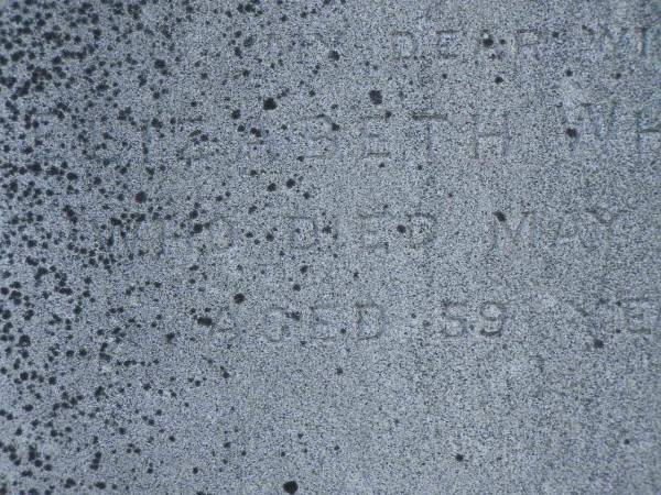 Elizabeth WHANNELL,  | died 19 May 1915 aged 59 years;  | Tiaro cemetery, Fraser Coast Region  | 