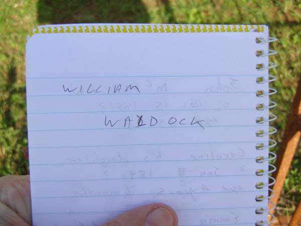 William WALDOCK;  | Tiaro cemetery, Fraser Coast Region  | 