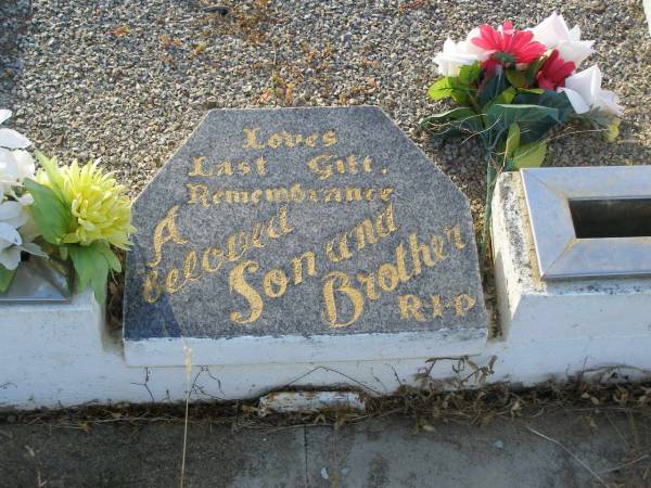 Barry John WILLIAMS,  | son brother,  | accidentally killed on 1 Oct 1960 aged 20 years 10 months;  | Tiaro cemetery, Fraser Coast Region  | 