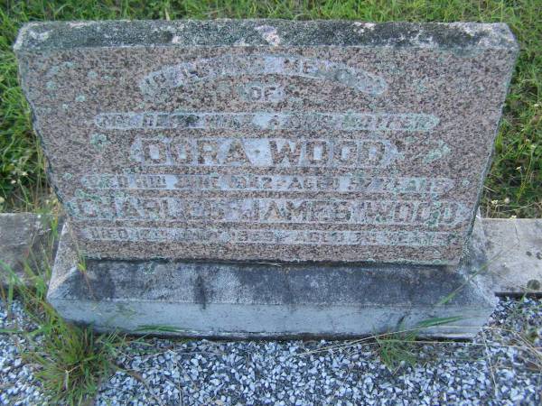 Dora WOOD,  | wife mother,  | died 11 June 1942 aged 57 years;  | Charles James WOOD,  | died 12 July 1959 aged 74? years;  | Tiaro cemetery, Fraser Coast Region  | 
