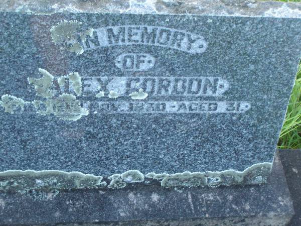 Alex GORDON,  | died 15? Nov 1930 aged 31 years;  | Tiaro cemetery, Fraser Coast Region  | 