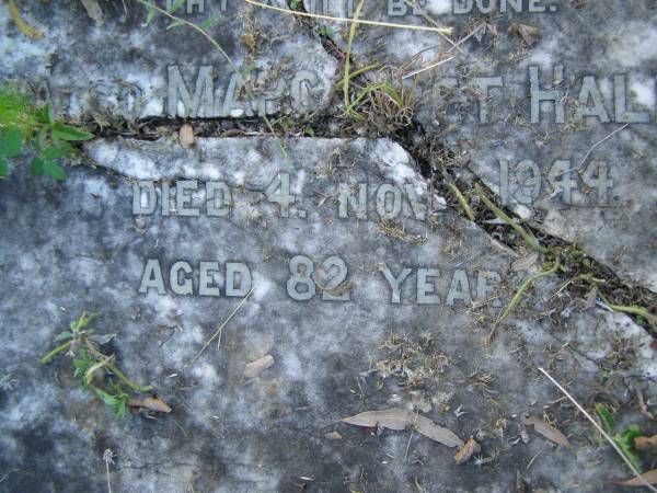 Robert Joseph,  | husband of Margaret HALES,  | died 5 May 1918 aged 45 years;  | Margaret HALES,  | died 4 Nov 1944 aged 82 years;  | Tiaro cemetery, Fraser Coast Region  | 