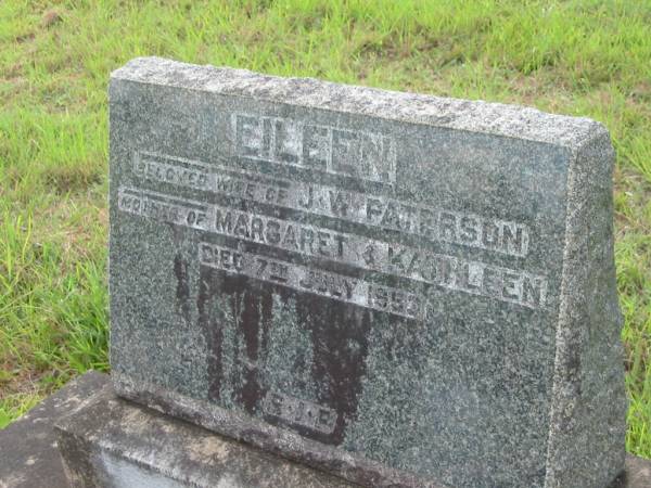 Eileen,  | wife of J.W. PATERSON,  | mother of Margaret & Kathleen,  | died 7 July 1953;  | Tiaro cemetery, Fraser Coast Region  | 